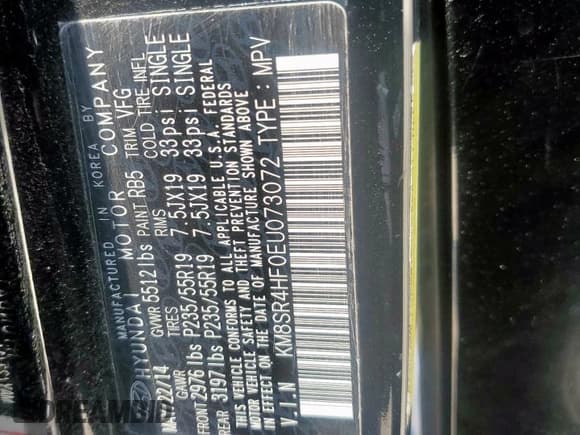 ✅ 2014 Hyundai Santa Fe Limited • VIN: KM8SR4HF0EU073072 • Лот: 61083565. Опубликован ранее на Copart с пробегом Не указан. Бесплатный доступ к архиву аукционных продаж из США и подробный отчёт об истории автомобиля на DreamBid. Изображение 13.