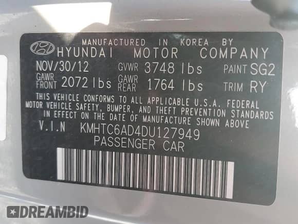 ✅ 2013 Hyundai Veloster RE:MIX • VIN: KMHTC6AD4DU127949 • Лот: 56993075. Размещён на Copart с пробегом 95 772 миль миль. Получите бесплатный доступ к архиву аукционных продаж из США и посмотрите подробный отчёт об истории автомобиля на DreamBid. Изображение 12.