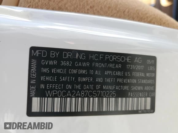 ✅ 2012 Porsche Boxster • VIN: WP0CA2A87CS710225 • Lot: 71497275. Wystawiony na Copart z przebiegiem 48 435 mil. Bezpłatny archiwum sprzedaży aukcyjnych z USA i szczegółowy raport historii pojazdu na DreamBid. Zdjęcie 12.