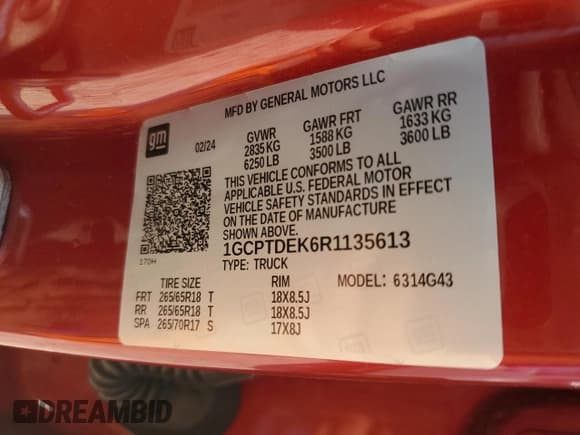 ✅ 2024 Chevrolet Colorado 4WD Z71 • VIN: 1GCPTDEK6R1135613 • Лот: 80622205. Опубликован ранее на Copart с пробегом 19 040 миль. Бесплатный доступ к архиву аукционных продаж из США и подробный отчёт об истории автомобиля на DreamBid. Изображение 12.