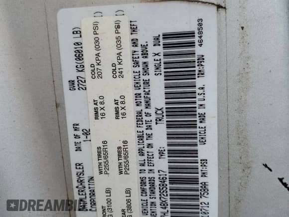 2002 Dodge Dakota SLT z VIN 1B7HL48X72S584617, wystawiony jako Copart lot #86504284 z przebiegiem 236 216 mil mil oraz Szkoda całkowita • Salvage title. Historia ofert i sprzedaży dostępna na DreamBid. Obrazek 13.