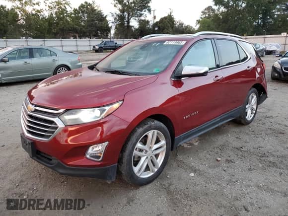 2018 Chevrolet Equinox Premier с VIN 2GNAXVEVXJ6100639, выставлен на аукционе Copart как лот 82119965 с пробегом 90 775 миль миль и Списание • Salvage title. История ставок и продаж доступна на DreamBid. Изображение 1.