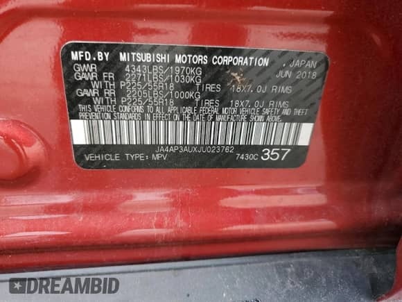 2018 Mitsubishi Outlander ES with VIN JA4AP3AUXJU023762, listed as a Copart auction lot 83868035 with 133,875 mi miles and Salvage title. Bid and sale history available at DreamBid. Image 13.