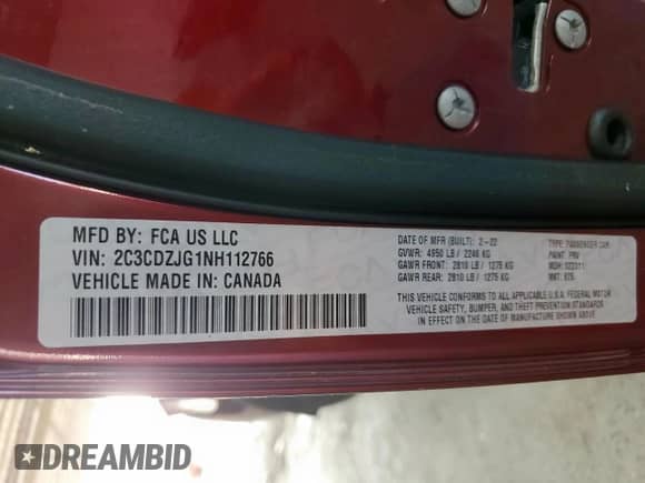 2022 Dodge Challenger GT z VIN 2C3CDZJG1NH112766, wystawiony jako Copart lot #84292405 z przebiegiem 49 667 mil mil oraz Czysty tytuł • Clean title. Historia ofert i sprzedaży dostępna na DreamBid. Obrazek 12.