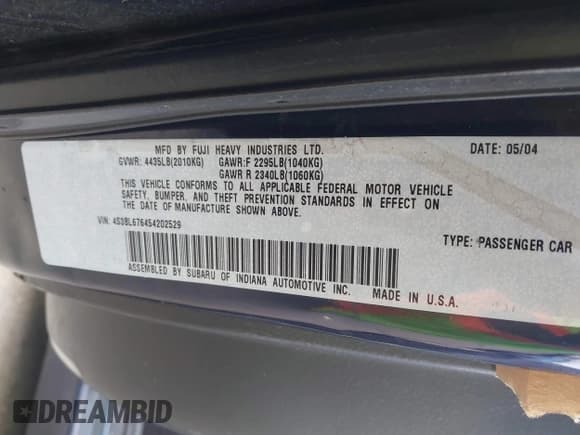 ✅ 2005 Subaru Legacy Limited • VIN: 4S3BL626757213059 • Lot: 43785854. Wystawiony na IAAI z przebiegiem 243 278 mil. Bezpłatny archiwum sprzedaży aukcyjnych z USA i szczegółowy raport historii pojazdu na DreamBid. Zdjęcie 9.