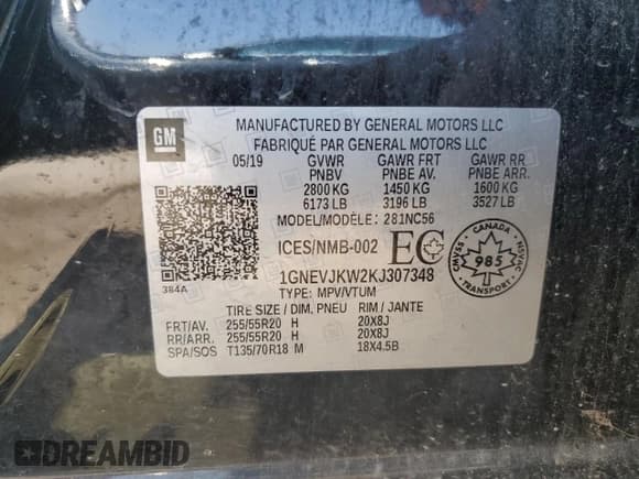 ✅ 2019 Chevrolet Traverse High Country • VIN: 1GNEVJKW2KJ307348 • Lot: 67264515. Listed on Copart with 62,579 mi. Free auction sales archive from the USA and detailed vehicle history report at DreamBid. Image 14.