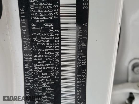 ✅ 2021 Toyota Camry TRD • VIN: 4T1KZ1AK3MU050843 • Лот: 91873285. Опубликован ранее на Copart с пробегом 51 738 миль. Бесплатный доступ к архиву аукционных продаж из США и подробный отчёт об истории автомобиля на DreamBid. Изображение 12.