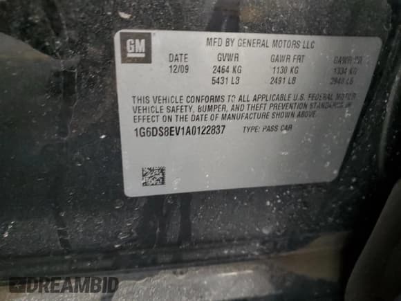 ✅ 2010 Cadillac CTS Premium • VIN: 1G6DS8EV1A0122837 • Lot: 41997595. Wystawiony na Copart z przebiegiem 210 408 mil. Bezpłatny archiwum sprzedaży aukcyjnych z USA i szczegółowy raport historii pojazdu na DreamBid. Zdjęcie 12.