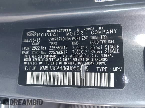 2016 Hyundai Tucson SE with VIN KM8J3CA48GU053428, listed as a IAAI auction lot 43407227 with 121,790 mi miles and . Bid and sale history available at DreamBid. Image 9.