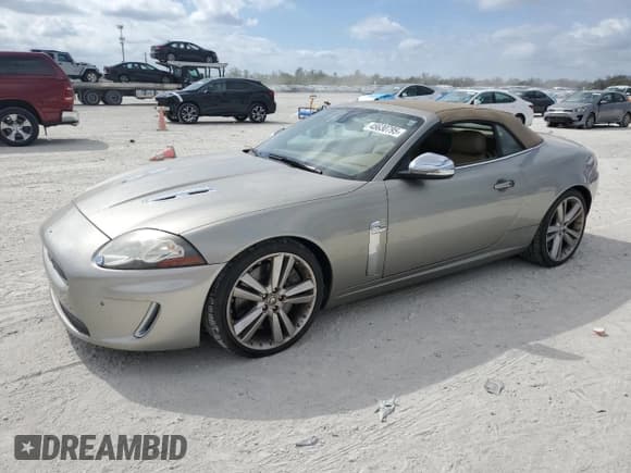 ✅ 2010 Jaguar XK XKR • VIN: SAJWA4EC8AMB34772 • Lot: 45630795. Listed on Copart with 45,887 mi. Free auction sales archive from the USA and detailed vehicle history report at DreamBid. Image 1.