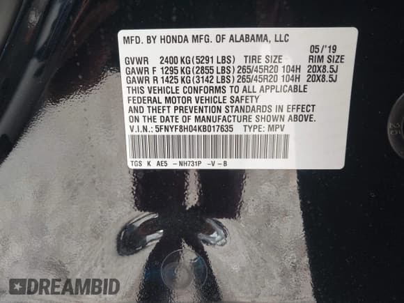 ✅ 2019 Honda Passport Elite • VIN: 5FNYF8H04KB017635 • Лот: 43518178. Опубликован ранее на IAAI с пробегом 9 811 миль. Бесплатный доступ к архиву аукционных продаж из США и подробный отчёт об истории автомобиля на DreamBid. Изображение 9.