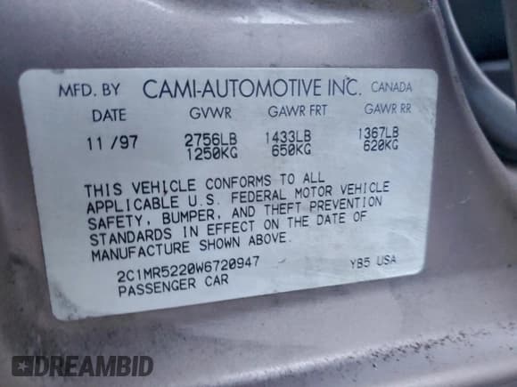 ✅ 1998 Chevrolet Metro Lsi • VIN: 2C1MR5220W6720947 • Лот: 95033865. Опубликован ранее на Copart с пробегом 142 328 миль. Бесплатный доступ к архиву аукционных продаж из США и подробный отчёт об истории автомобиля на DreamBid. Изображение 12.