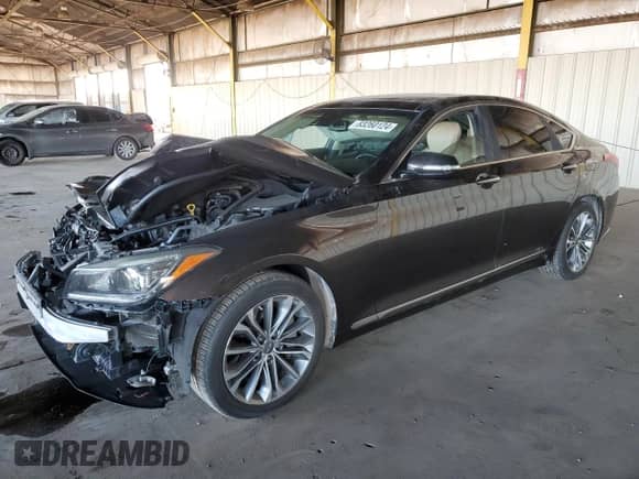 2015 Hyundai Genesis 3.8L z VIN KMHGN4JE8FU089590, wystawiony jako Copart lot #83260124 z przebiegiem 82 182 mil mil oraz Szkoda całkowita • Salvage title. Historia ofert i sprzedaży dostępna na DreamBid. Obrazek 1.