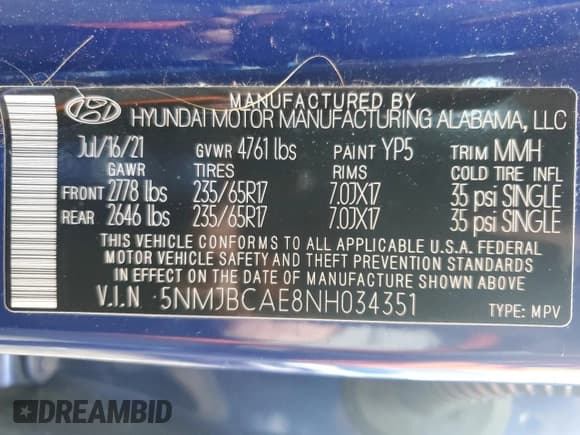 ✅ 2022 Hyundai Tucson SEL • VIN: 5NMJBCAE8NH034351 • Lot: 89550235. Listed on Copart with 67,933 mi. Free auction sales archive from the USA and detailed vehicle history report at DreamBid. Image 14.