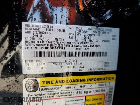 ✅ 2025 Ford Expedition Active • VIN: 1FMJU1J81SEA42391 • Лот: 93571835. Опубликован ранее на Copart с пробегом 3 268 миль. Бесплатный доступ к архиву аукционных продаж из США и подробный отчёт об истории автомобиля на DreamBid. Изображение 14.