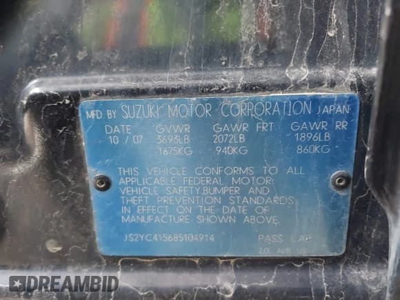 ✅ 2008 Suzuki SX4 Convenience • VIN: JS2YC415685104914 • Lot: 41865176. Wystawiony na IAAI z przebiegiem Nie podano. Bezpłatny archiwum sprzedaży aukcyjnych z USA i szczegółowy raport historii pojazdu na DreamBid. Zdjęcie 9.