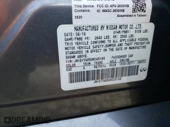 ✅ 2016 Infiniti Q50 Premium • VIN: JN1EV7AR5GM345169 • Lot: 58383653. Wystawiony na Copart z przebiegiem 112 244 mil. Bezpłatny archiwum sprzedaży aukcyjnych z USA i szczegółowy raport historii pojazdu na DreamBid. Zdjęcie 12.