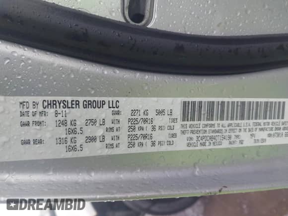 2012 Dodge Journey American Value with VIN 3C4PDCAB4CT154190, listed as a IAAI auction lot 43485900 with 161,305 mi miles and . Bid and sale history available at DreamBid. Image 9.
