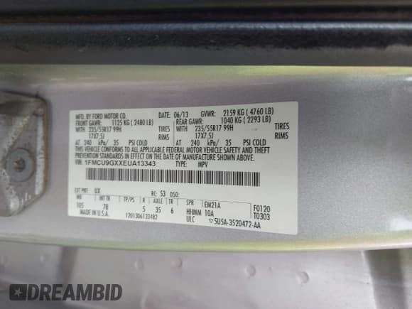 ✅ 2014 Ford Escape SE • VIN: 1FMCU9GXXEUA13343 • Лот: 43739305. Опубликован ранее на IAAI с пробегом 182 796 миль. Бесплатный доступ к архиву аукционных продаж из США и подробный отчёт об истории автомобиля на DreamBid. Изображение 9.