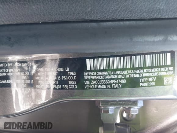 ✅ 2017 Jeep Renegade Latitude • VIN: ZACCJBBB0HPE47499 • Lot: 43256489. Listed on IAAI with 103,517 mi. Free auction sales archive from the USA and detailed vehicle history report at DreamBid. Image 9.