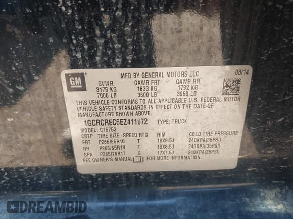 ✅ 2014 Chevrolet Silverado 1500 LT • VIN: 1GCRCREC6EZ411072 • Лот: 43126294. Опубликован ранее на IAAI с пробегом 152 770 миль. Бесплатный доступ к архиву аукционных продаж из США и подробный отчёт об истории автомобиля на DreamBid. Изображение 9.