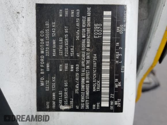 ✅ 2012 Ford Transit Connect XL • VIN: NM0LS7CN1CT097264 • Lot: 88732205. Listed on Copart with Not provided. Free auction sales archive from the USA and detailed vehicle history report at DreamBid. Image 13.