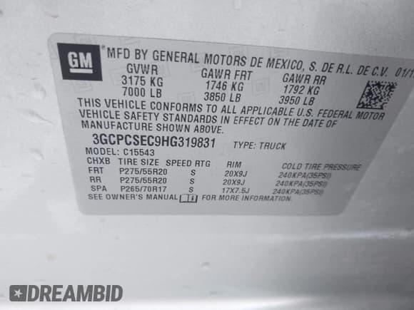 ✅ 2017 Chevrolet Silverado 1500 LTZ • VIN: 3GCPCSEC9HG319831 • Lot: 43438891. Listed on IAAI with 145,584 mi. Free auction sales archive from the USA and detailed vehicle history report at DreamBid. Image 9.