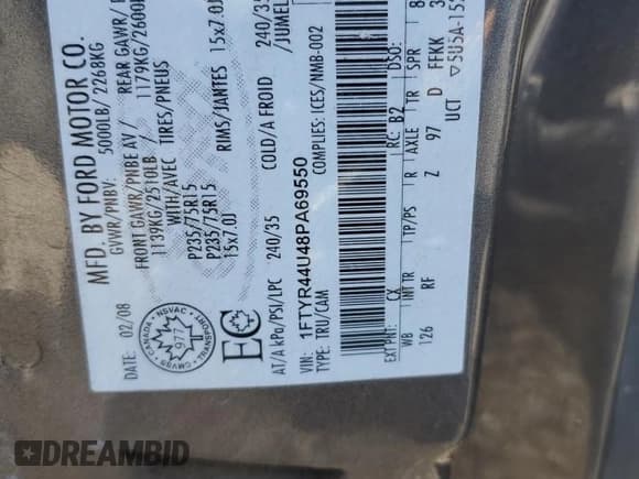 ✅ 2008 Ford Ranger XLT • VIN: 1FTYR44U48PA69550 • Lot: 86305515. Listed on Copart with 116,240 mi. Free auction sales archive from the USA and detailed vehicle history report at DreamBid. Image 12.