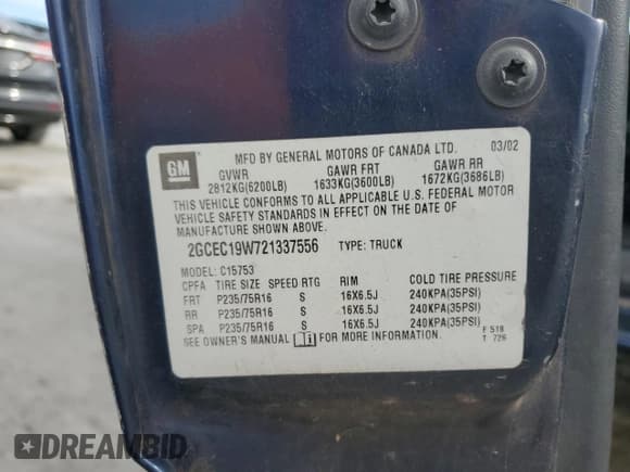 ✅ 2002 Chevrolet Silverado 1500 LS • VIN: 2GCEC19W721337556 • Lot: 87040365. Listed on Copart with 258,112 mi. Free auction sales archive from the USA and detailed vehicle history report at DreamBid. Image 12.