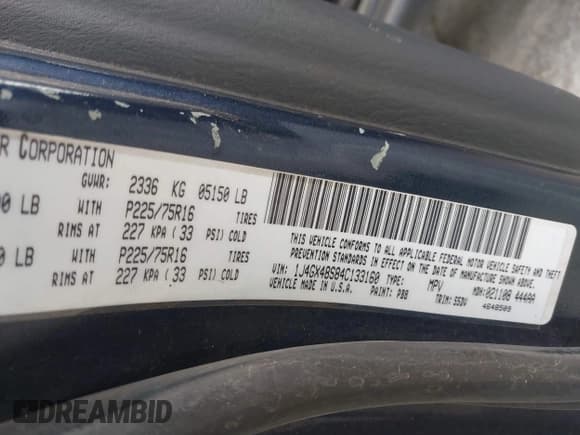 ✅ 2004 Jeep Grand Cherokee Laredo • VIN: 1J4GX48S84C133160 • Lot: 42349047. Listed on IAAI with 186,703 mi. Free auction sales archive from the USA and detailed vehicle history report at DreamBid. Image 9.