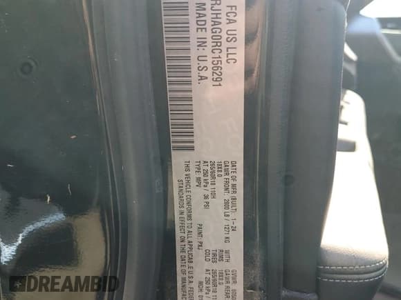 ✅ 2024 Jeep Grand Cherokee Altitude X • VIN: 1C4RJHAG0RC156291 • Lot: 81582795. Listed on Copart with Not provided. Free auction sales archive from the USA and detailed vehicle history report at DreamBid. Image 13.