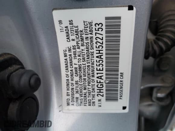 ✅ 2010 Honda Civic LX • VIN: 2HGFA1E55AH522753 • Лот: 92430525. Опубликован ранее на Copart с пробегом 137 480 миль. Бесплатный доступ к архиву аукционных продаж из США и подробный отчёт об истории автомобиля на DreamBid. Изображение 12.