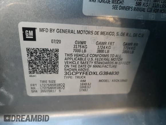 ✅ 2020 Chevrolet Silverado 1500 LT Trail Boss • VIN: 3GCPYFEDXLG384830 • Lot: 87090395. Listed on Copart with 94,712 mi. Free auction sales archive from the USA and detailed vehicle history report at DreamBid. Image 12.