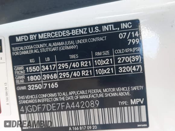 ✅ 2015 Mercedes-Benz GL 550 • VIN: 4JGDF7DE7FA442089 • Lot: 43848748. Listed on IAAI with 127,125 mi. Free auction sales archive from the USA and detailed vehicle history report at DreamBid. Image 9.