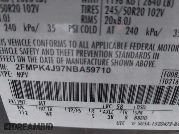 ✅ 2022 Ford Edge SEL • VIN: 2FMPK4J97NBA59710 • Лот: 42336340. Опубликован ранее на IAAI с пробегом 31 952 миль. Бесплатный доступ к архиву аукционных продаж из США и подробный отчёт об истории автомобиля на DreamBid. Изображение 9.