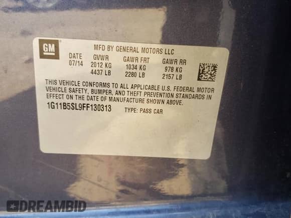 ✅ 2015 Chevrolet Malibu LS • VIN: 1G11B5SL9FF130313 • Lot: 66512114. Wystawiony na Copart z przebiegiem Nie podano mil. Skorzystaj z bezpłatnego archiwum sprzedaży aukcyjnych z USA i zobacz szczegółowy raport historii pojazdu na DreamBid. Zdjęcie 13.