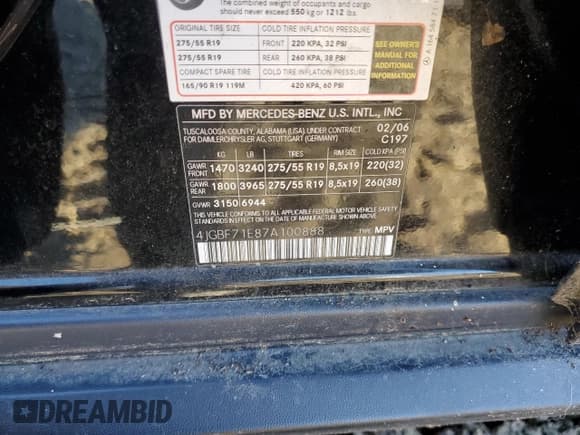 ✅ 2007 Mercedes-Benz GL 450 • VIN: 4JGBF71E87A100888 • Лот: 90716325. Опубликован ранее на Copart с пробегом 142 620 миль. Бесплатный доступ к архиву аукционных продаж из США и подробный отчёт об истории автомобиля на DreamBid. Изображение 13.