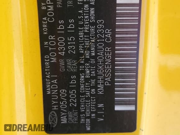 ✅ 2010 Hyundai Genesis Coupe Track • VIN: KMHHU6KH0AU012393 • Lot: 68636225. Wystawiony na Copart z przebiegiem 102 307 mil. Bezpłatny archiwum sprzedaży aukcyjnych z USA i szczegółowy raport historii pojazdu na DreamBid. Zdjęcie 13.