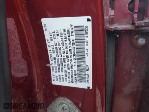 ✅ 2009 Honda CR-V EX • VIN: 3CZRE48599G708590 • Lot: 81928995. Wystawiony na Copart z przebiegiem 268 114 mil. Bezpłatny archiwum sprzedaży aukcyjnych z USA i szczegółowy raport historii pojazdu na DreamBid. Zdjęcie 12.