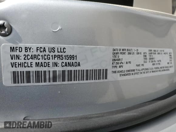 ✅ 2023 Chrysler Voyager LX • VIN: 2C4RC1CG1PR515991 • Лот: 80330515. Опубликован ранее на Copart с пробегом 69 917 миль. Бесплатный доступ к архиву аукционных продаж из США и подробный отчёт об истории автомобиля на DreamBid. Изображение 14.