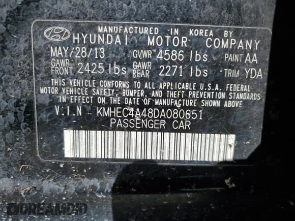✅ 2013 Hyundai Sonata Limited • VIN: KMHEC4A48DA080651 • Lot: 69414224. Listed on Copart with 159,335 mi. Free auction sales archive from the USA and detailed vehicle history report at DreamBid. Image 13.