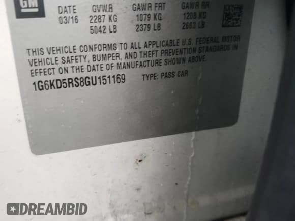 ✅ 2016 Cadillac CT6 Luxury AWD • VIN: 1G6KD5RS8GU151169 • Lot: 69258914. Listed on Copart with 92,324 mi. Free auction sales archive from the USA and detailed vehicle history report at DreamBid. Image 12.