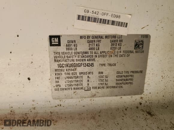 ✅ 2016 Chevrolet Silverado 2500HD Work Truck • VIN: 1GC1KUEG8GF124245 • Лот: 48033805. Опубликован ранее на Copart с пробегом 119 242 миль. Бесплатный доступ к архиву аукционных продаж из США и подробный отчёт об истории автомобиля на DreamBid. Изображение 12.