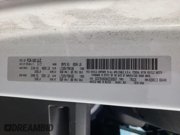 ✅ 2017 Ram ProMaster Cargo • VIN: 3C6TRVBG9HE532657 • Lot: 43176645. Listed on Copart with 170,022 mi. Free auction sales archive from the USA and detailed vehicle history report at DreamBid. Image 14.