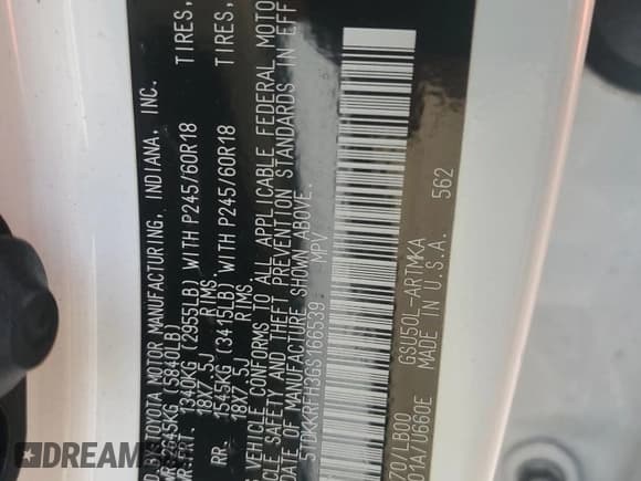 ✅ 2016 Toyota Highlander XLE • VIN: 5TDKKRFH3GS166539 • Lot: 86687925. Wystawiony na Copart z przebiegiem 47 568 mil. Bezpłatny archiwum sprzedaży aukcyjnych z USA i szczegółowy raport historii pojazdu na DreamBid. Zdjęcie 12.