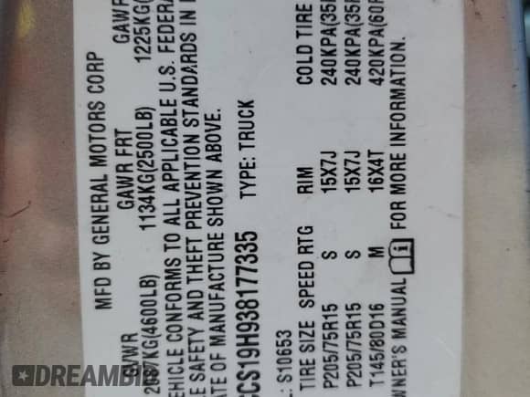 2003 Chevrolet S-10 z VIN 1GCCS19H938177335, wystawiony jako Copart lot #68638884 z przebiegiem Nie podano mil oraz Szkoda całkowita • Salvage title. Historia ofert i sprzedaży dostępna na DreamBid. Obrazek 15.