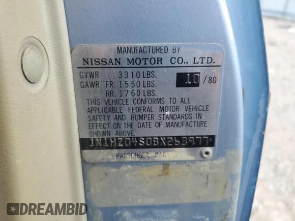 ✅ 1981 Datsun 280ZX • VIN: JN1HZ04S0BX263977 • Лот: 59736855. Опубликован ранее на Copart с пробегом 206 158 миль. Бесплатный доступ к архиву аукционных продаж из США и подробный отчёт об истории автомобиля на DreamBid. Изображение 12.