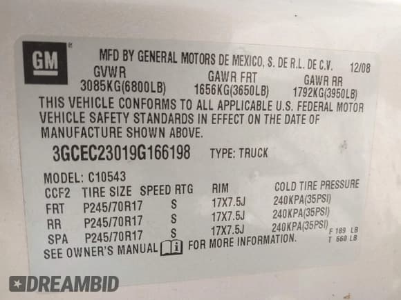 ✅ 2009 Chevrolet Silverado 1500 LT • VIN: 3GCEC23019G166198 • Lot: 43270479. Listed on IAAI with 168,457 mi. Free auction sales archive from the USA and detailed vehicle history report at DreamBid. Image 9.