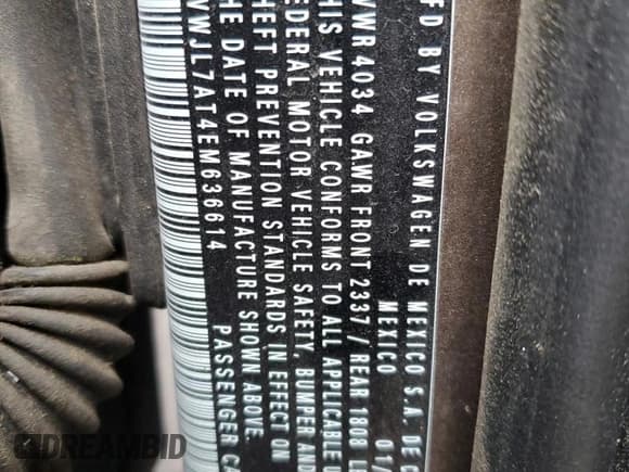 ✅ 2014 Volkswagen Beetle 2.0L TDI • VIN: 3VWJL7AT4EM636614 • Lot: 47671395. Listed on Copart with Not provided. Free auction sales archive from the USA and detailed vehicle history report at DreamBid. Image 12.