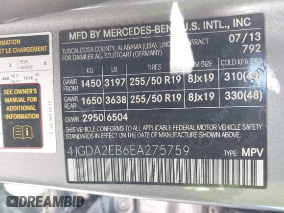 ✅ 2014 Mercedes-Benz M 350 • VIN: 4JGDA2EB6EA275759 • Lot: 40403071. Listed on IAAI with 75,095 mi. Free auction sales archive from the USA and detailed vehicle history report at DreamBid. Image 9.